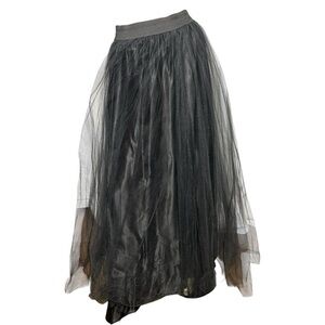 Jessica McClintock Gunne Sax Vintage Size 11 12 Black Layered Tulle Maxi Skirt